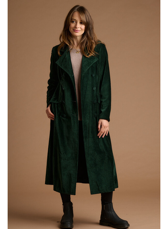 Jaba Elisabeth Velvet Coat in Emerald