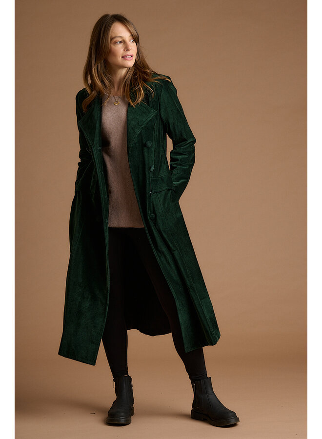 Jaba Elisabeth Velvet Coat in Emerald