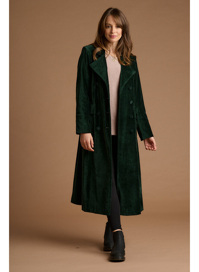 Jaba Elisabeth Velvet Coat in Emerald