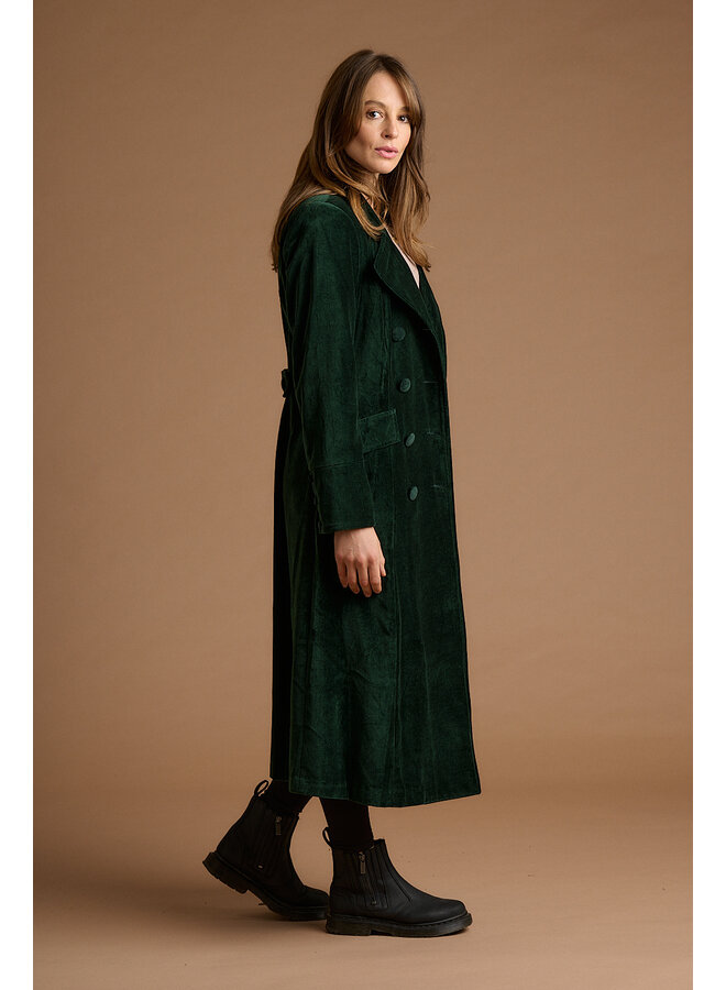 Jaba Elisabeth Velvet Coat in Emerald