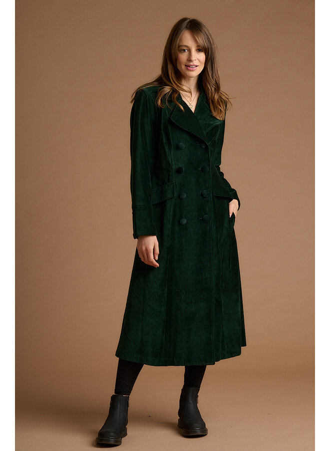 Jaba Elisabeth Velvet Coat in Emerald