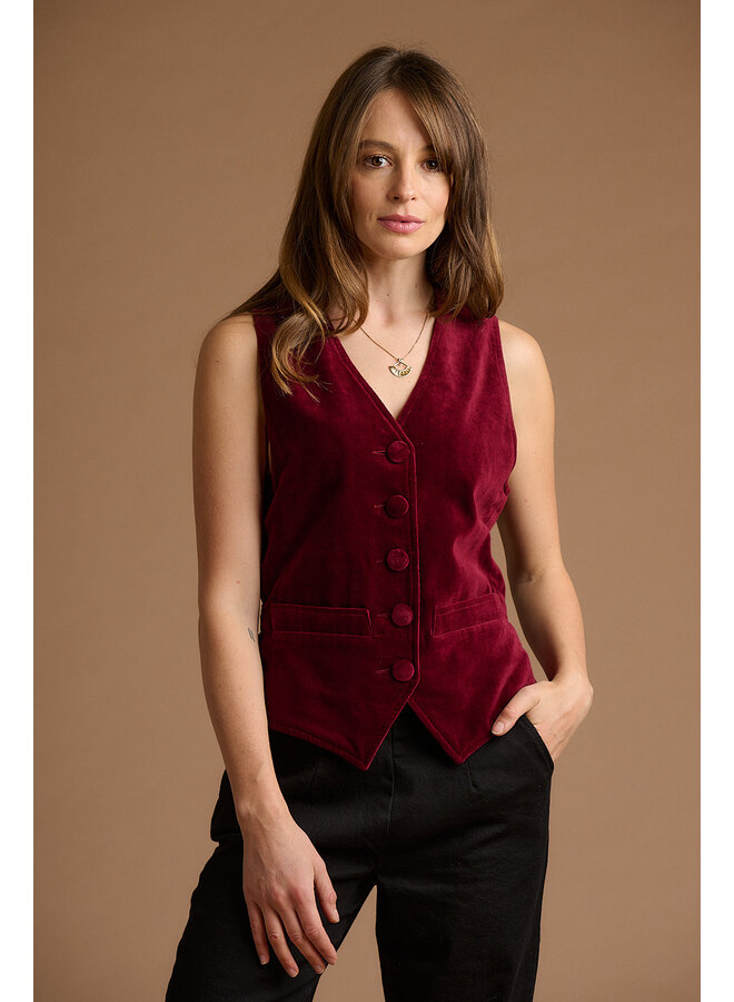 Jaba Velvet Waistcoat in Wine