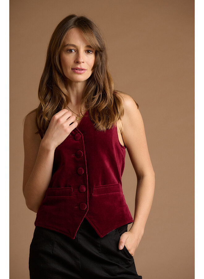 Jaba Velvet Waistcoat in Wine