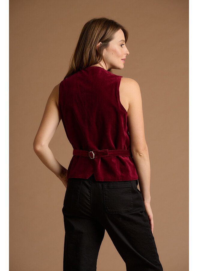 Jaba Velvet Waistcoat in Wine