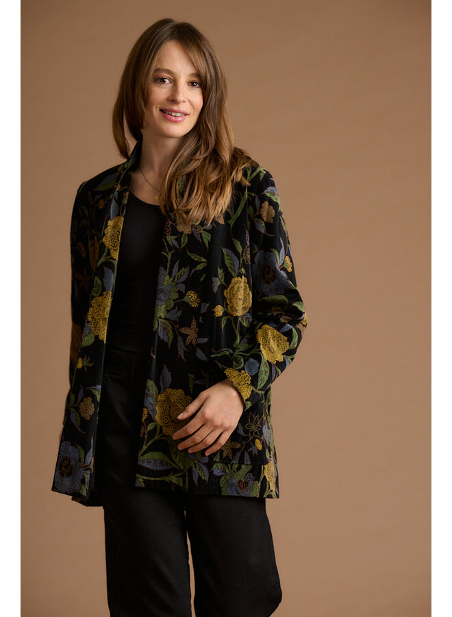 Jaba Velvet Kimono in Dark Camelia