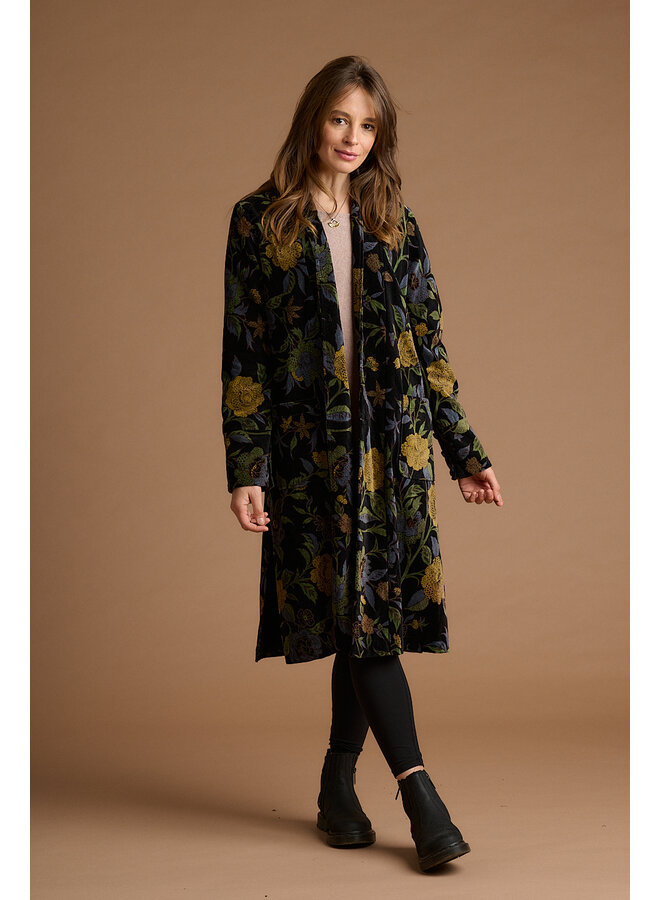 Jaba Velvet Kimono Coat in Dark Camelia