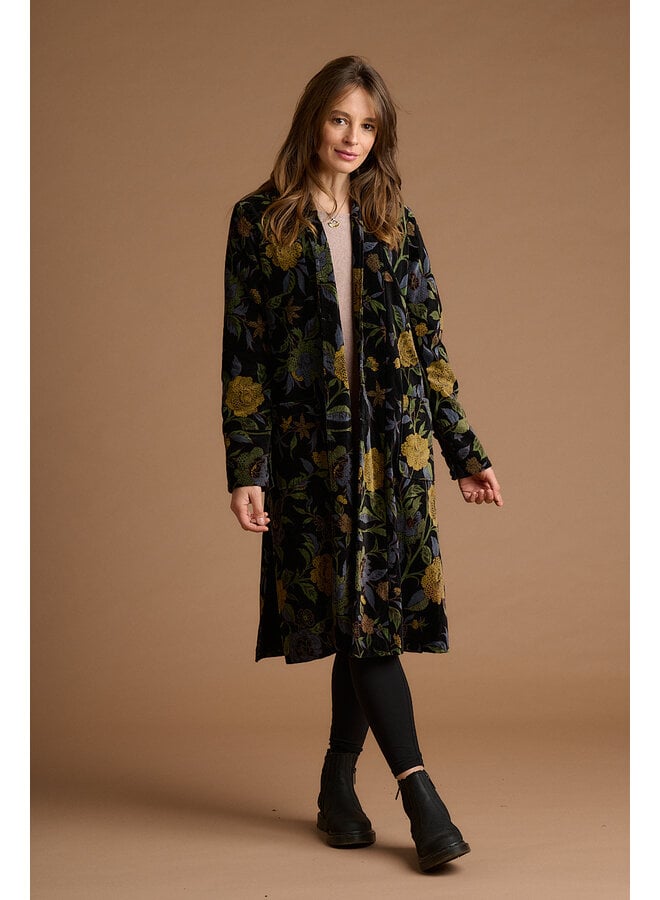 Jaba Velvet Kimono Coat in Dark Camelia