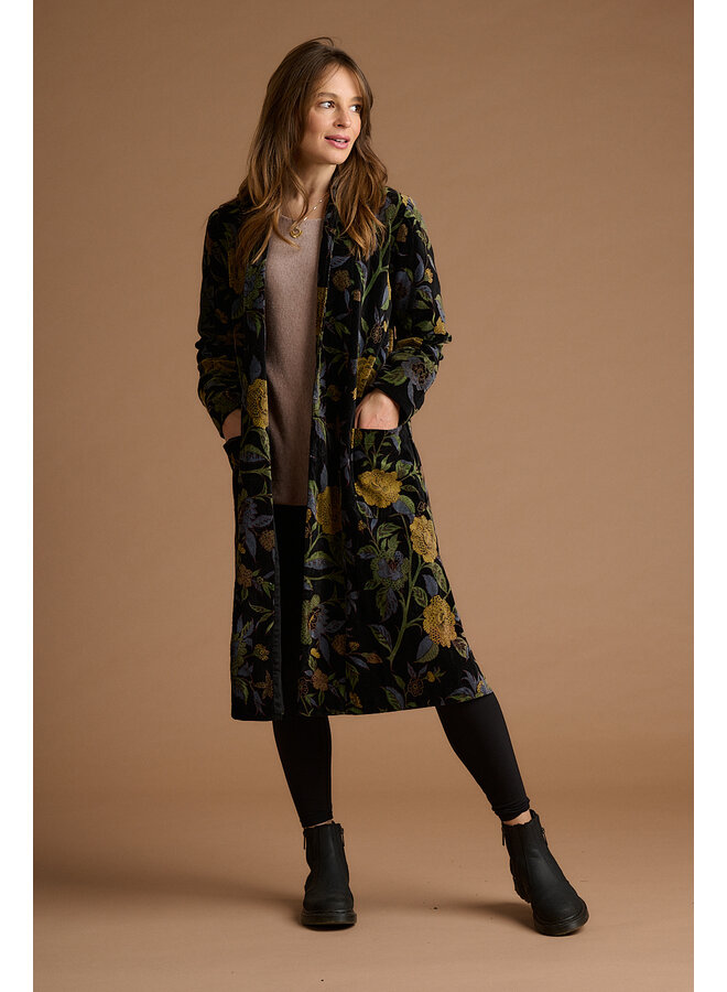 Jaba Velvet Kimono Coat in Dark Camelia