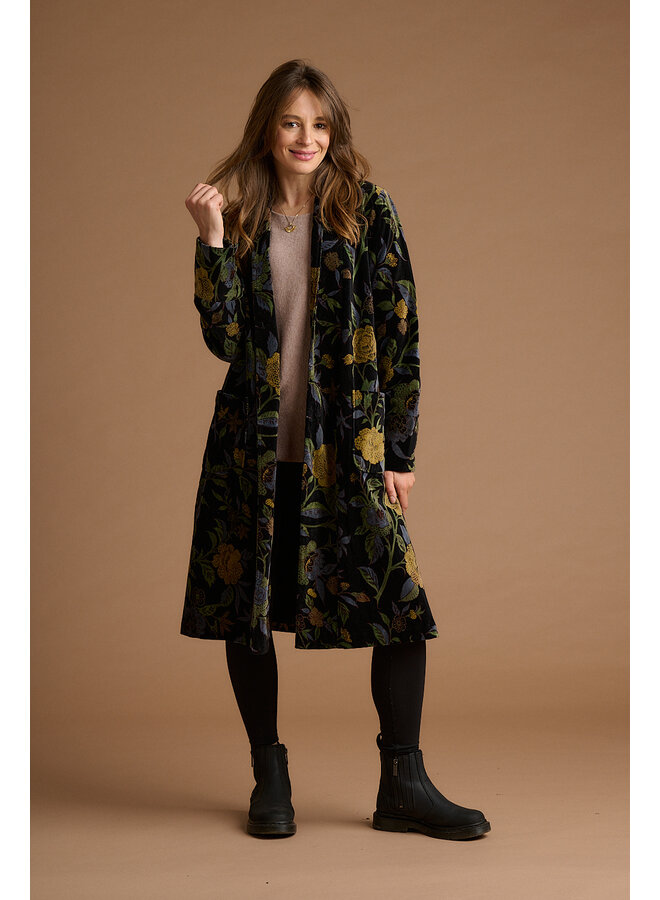 Jaba Velvet Kimono Coat in Dark Camelia