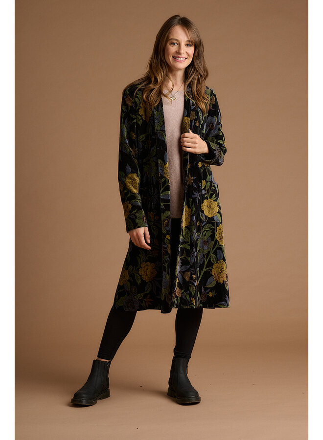 Jaba Velvet Kimono Coat in Dark Camelia
