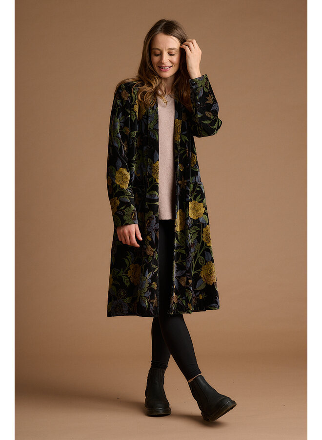 Jaba Velvet Kimono Coat in Dark Camelia