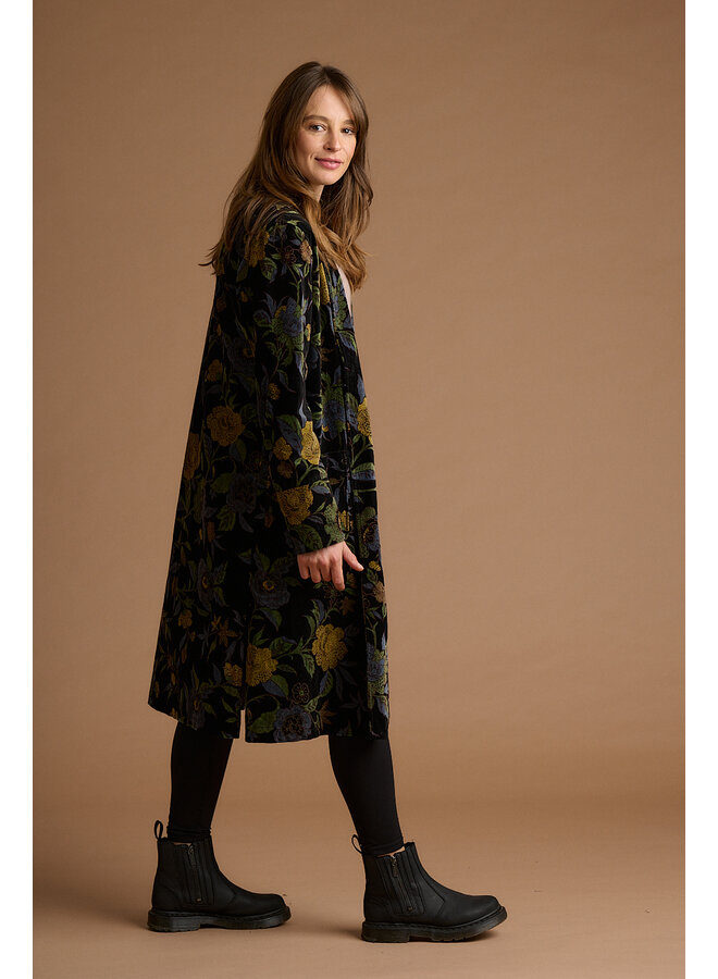 Jaba Velvet Kimono Coat in Dark Camelia