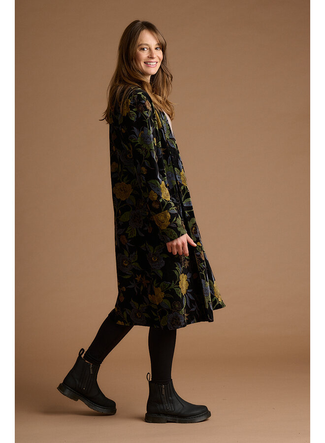 Jaba Velvet Kimono Coat in Dark Camelia