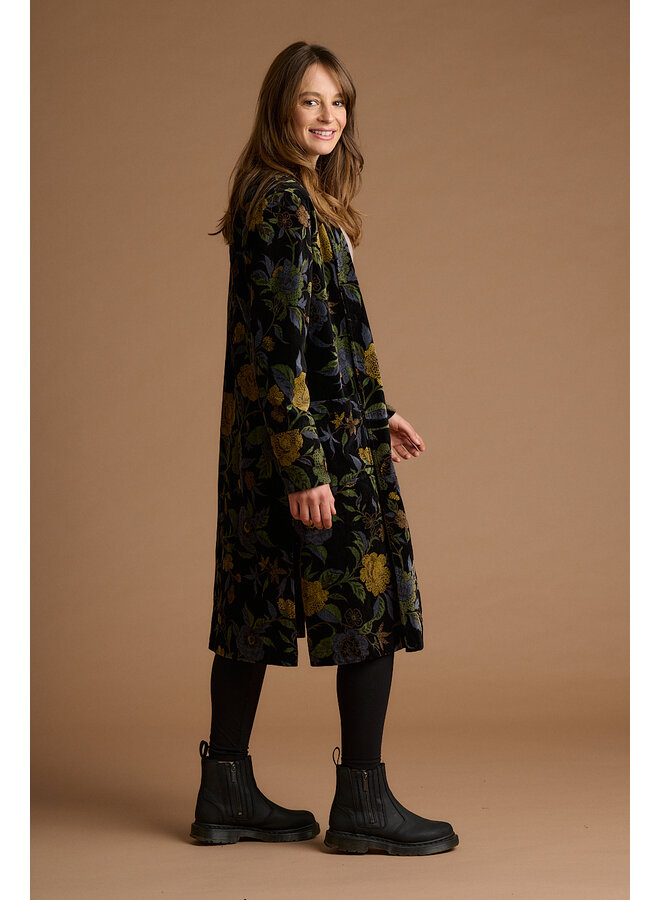 Jaba Velvet Kimono Coat in Dark Camelia