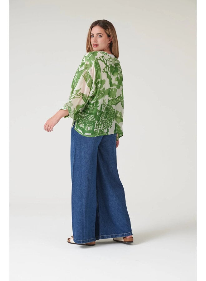 One Hundred Stars Kimono - Giant Willow Green