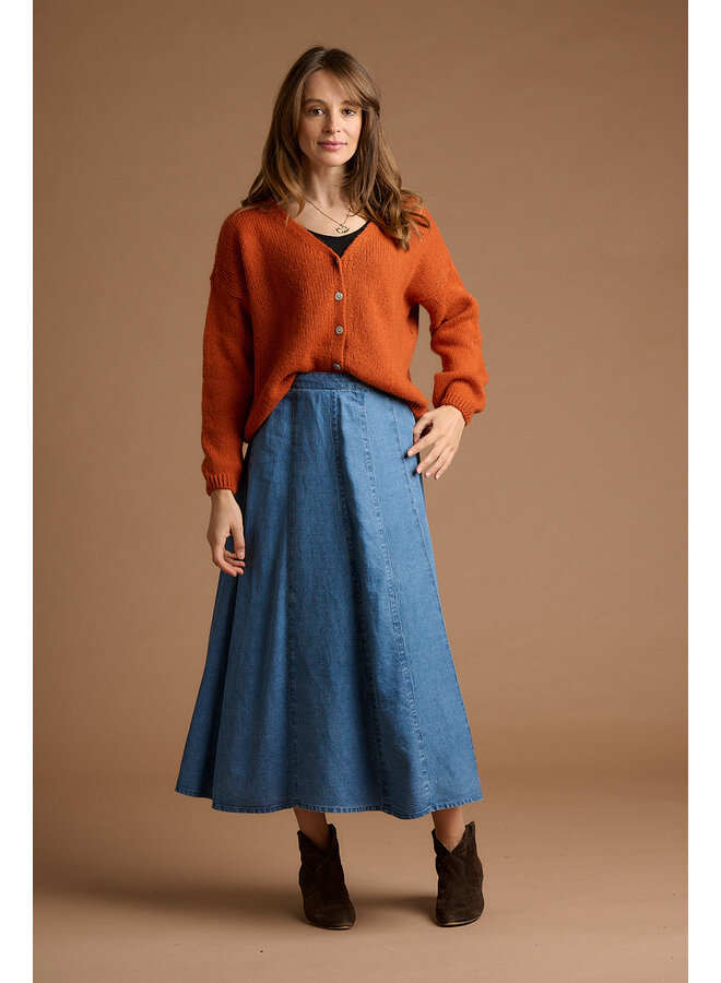 Jaba Denim Panel Skirt - Light Denim