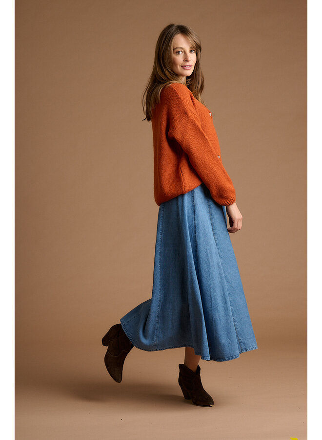 Jaba Denim Panel Skirt - Light Denim