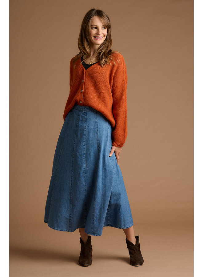 Jaba Denim Panel Skirt - Light Denim