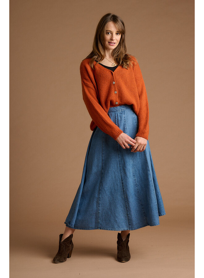 Jaba Denim Panel Skirt - Light Denim