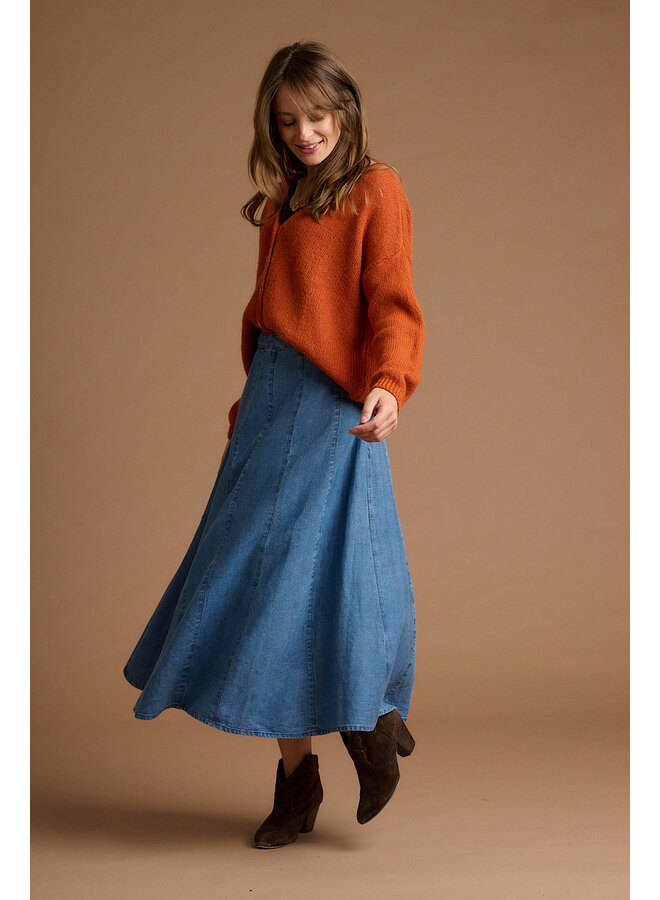 Jaba Denim Panel Skirt - Light Denim