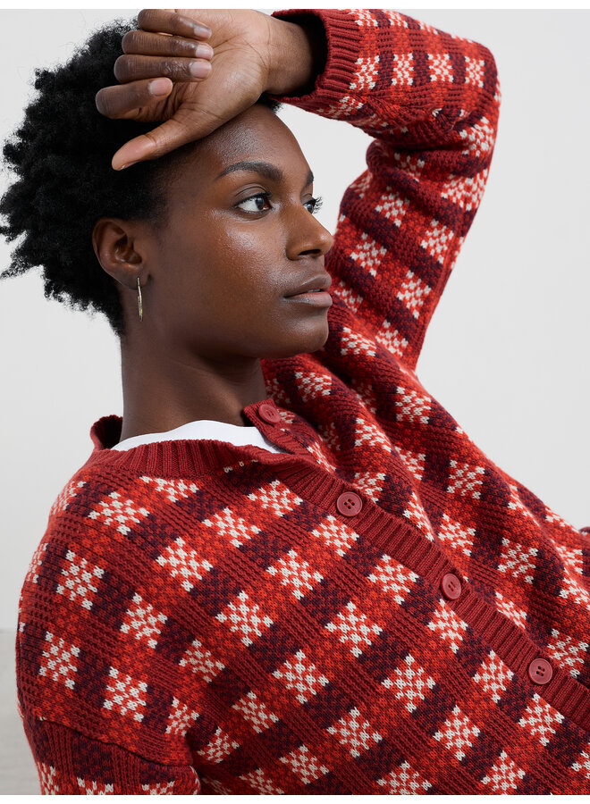 Seasalt Kensa Cardigan in Circlet Deep Rust Chalk