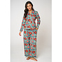 Long Cotton Pajama Set in Red Sun