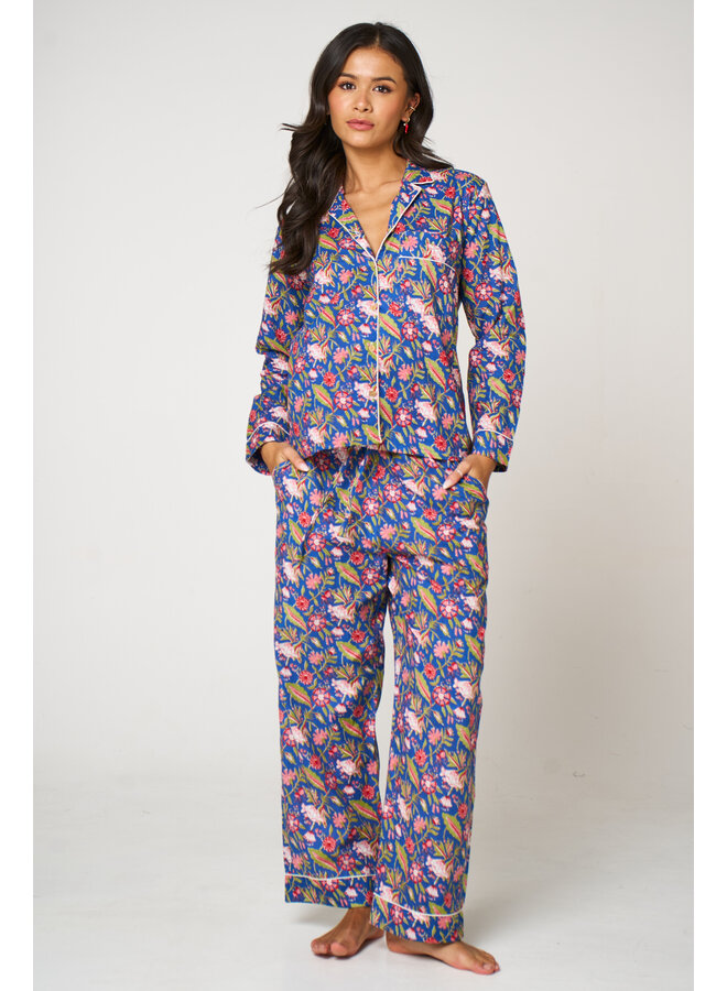 Long Cotton Pyjama Set in Field Dream