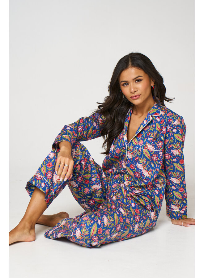 Long Cotton Pyjama Set in Field Dream