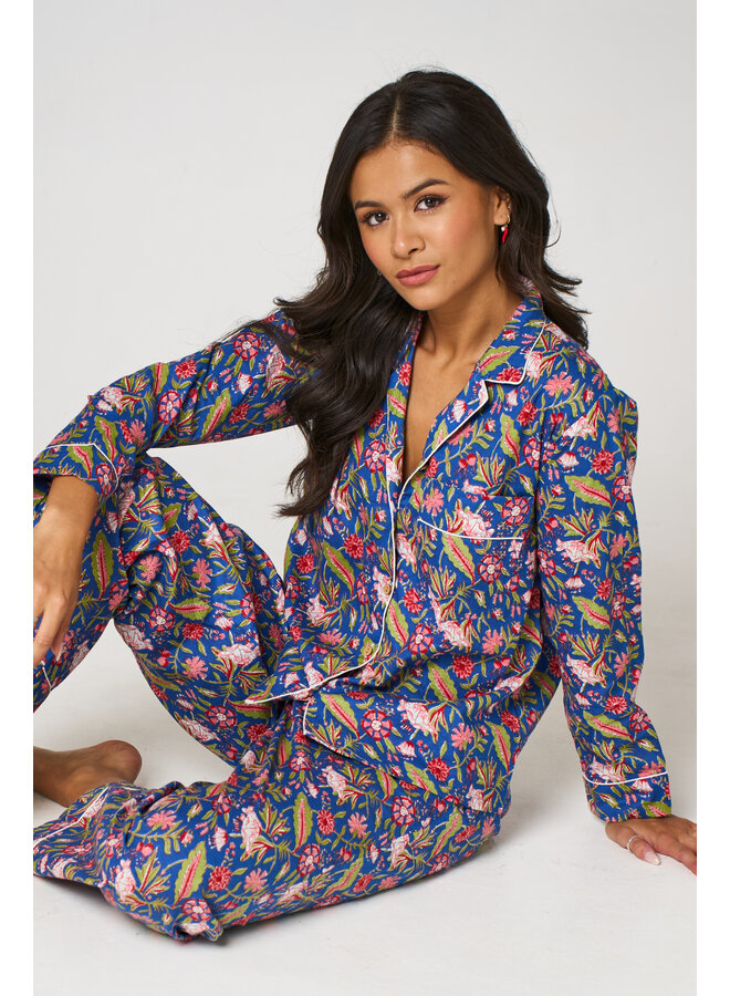 Long Cotton Pyjama Set in Field Dream