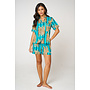 Short Cotton Pajama Set in Tiger Aqua