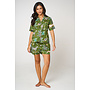 Short Cotton Pajama Set in Green Jungle