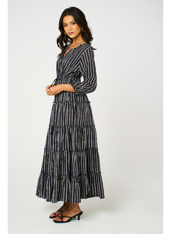 Aasha Savanah Dress - Black Herringbone