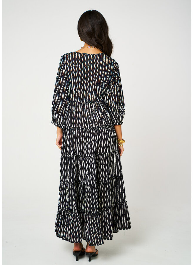 Aasha Savanah Dress - Black Herringbone