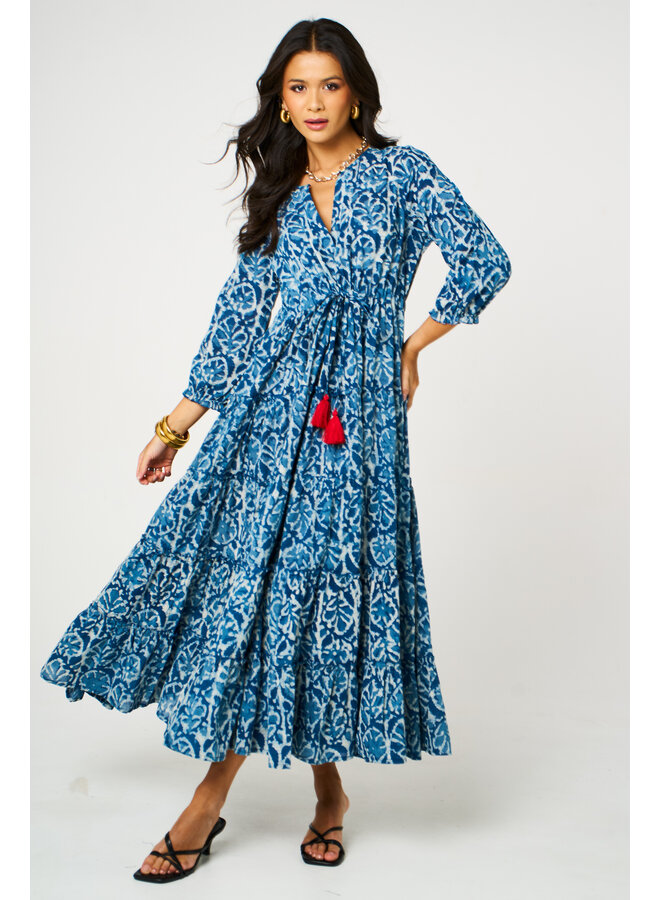 Aasha Savanah Dress - Blue/White