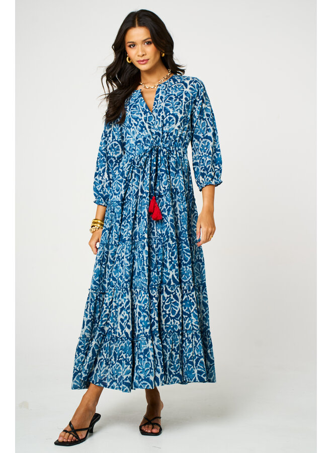 Aasha Savanah Dress - Blue/White
