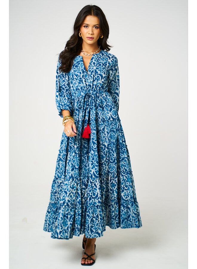 Aasha Savanah Dress - Blue/White