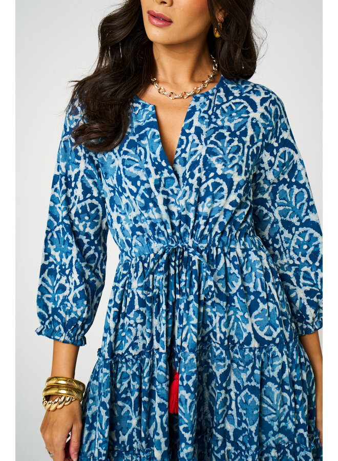 Aasha Savanah Dress - Blue/White