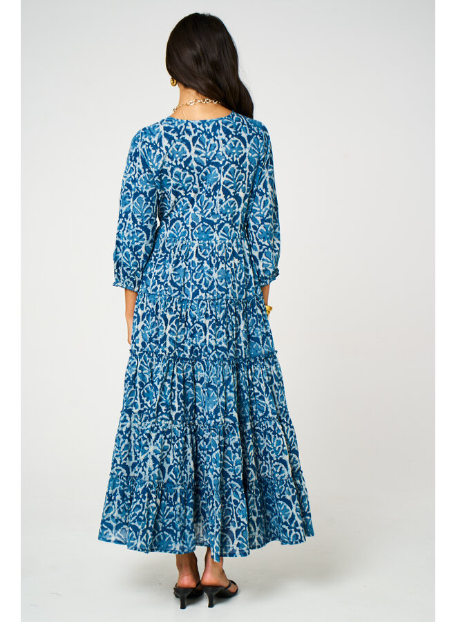 Aasha Savanah Dress - Blue/White