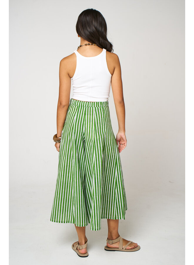 Jaba Iva Culottes - Green Stripe