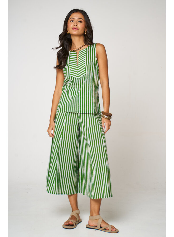 Jaba Iva Culottes - Green Stripe