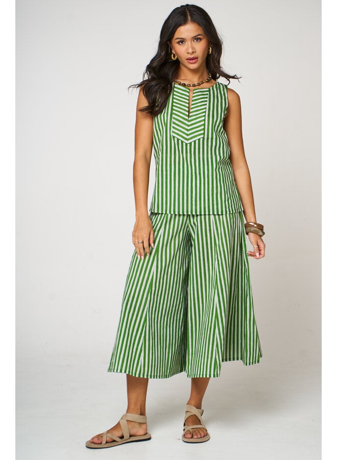 Jaba Iva Culottes - Green Stripe