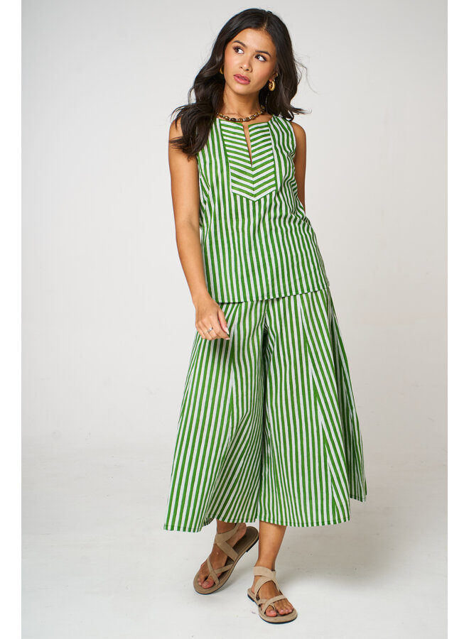 Jaba Iva Culottes - Green Stripe