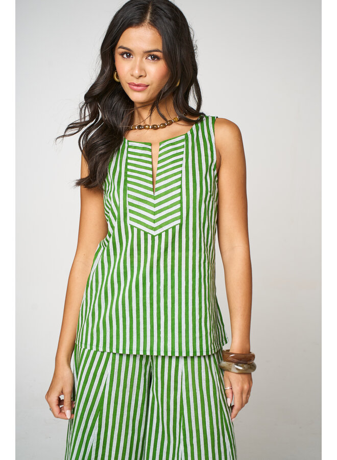 Jaba Lesley Top - Green Stripe
