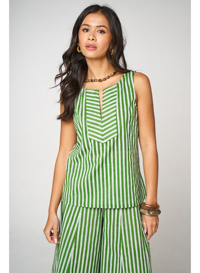 Jaba Lesley Top - Green Stripe