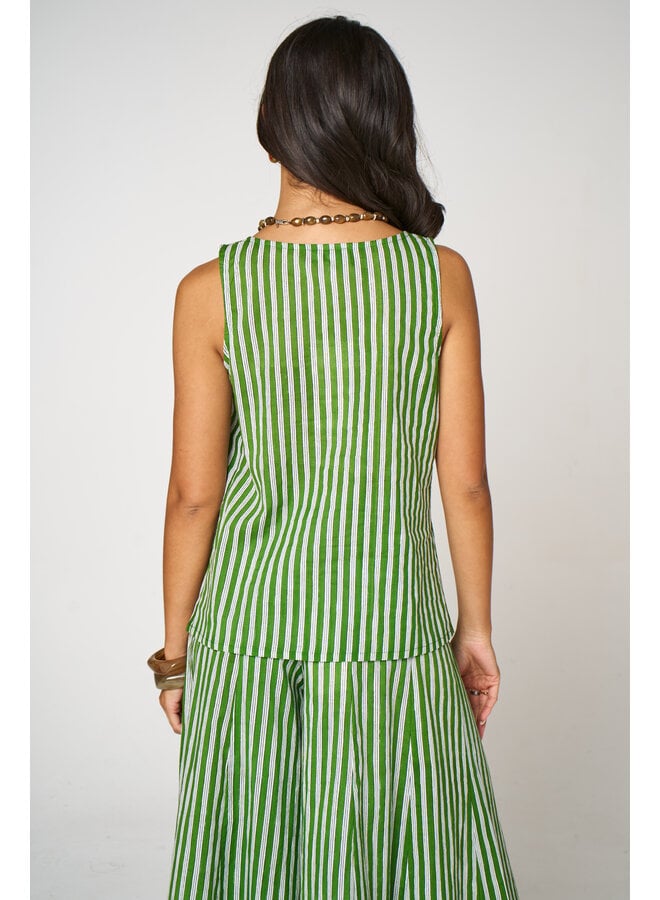 Jaba Lesley Top - Green Stripe