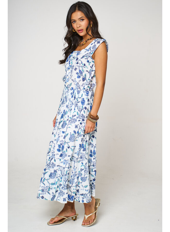 Jaba Tiered Skirt - Blue Flower