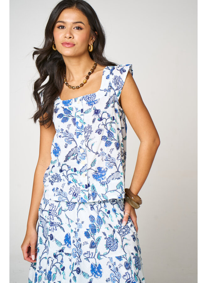 Jaba Julia Top  - Blue Flower