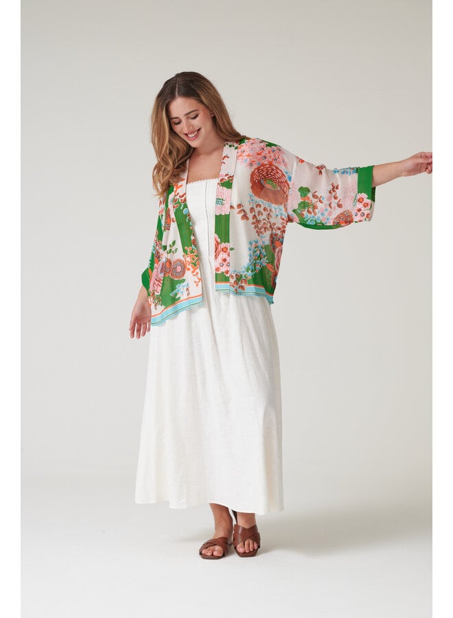 One Hundred Stars Kimono Kitsch Bouquet Green