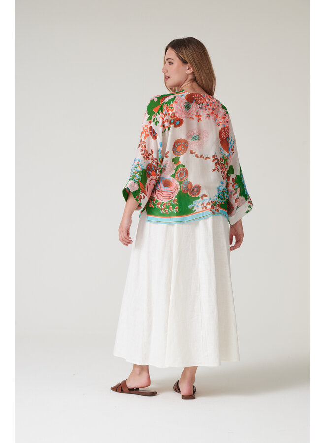 One Hundred Stars Kimono Kitsch Bouquet Green