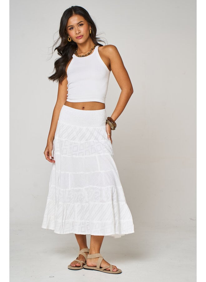 Jaba Tiered Skirt - Textured White